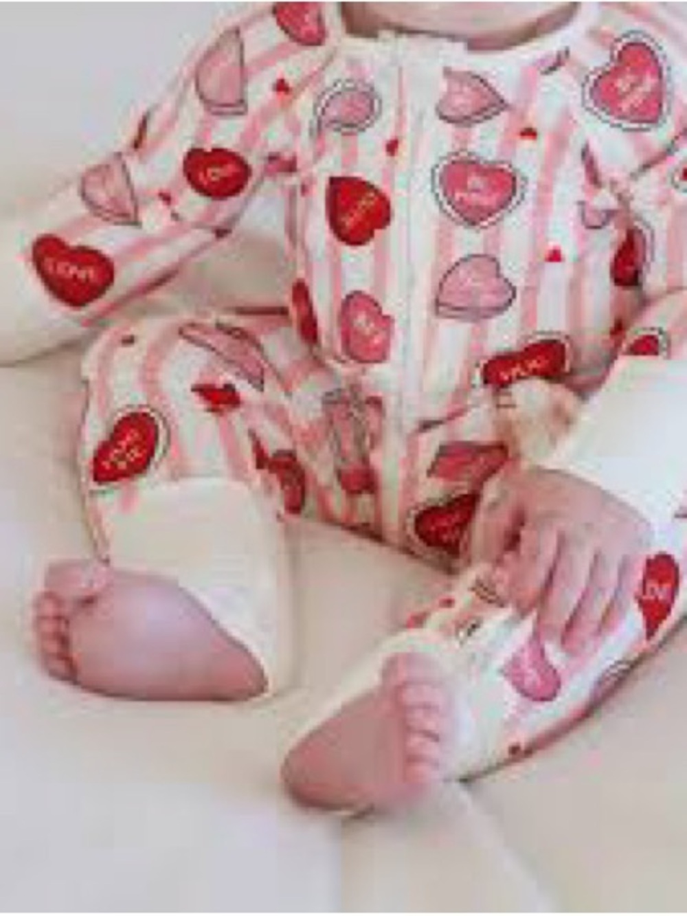 Caden Lane Pink and Red Heart-Print Zip One-Piece Pajamas